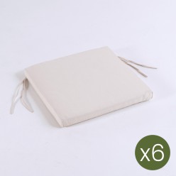 Coussin d'assise d'exterieur Lux creme - Pack 6 unites