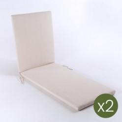 pack de 2 almofadas para espreguiçadeira lux ao ar livre cor creme Hidro-repelente e removível Tamanho 196x60x5 cm