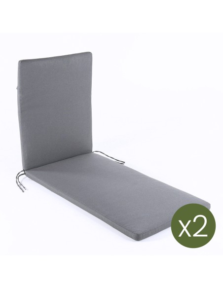 Cojin para tumbona de jardin Olefin gris - Pack 2 unidades