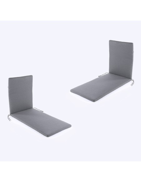 Cojin para tumbona de jardin Olefin gris - Pack 2 unidades
