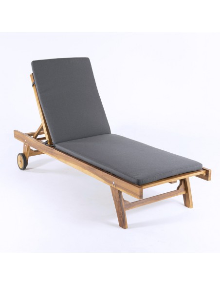 pack de 2 almofadas para espreguicadeira exterior Olefina cor cinza Nao perde a cor Removivel Tamanho 196x60x5 cm