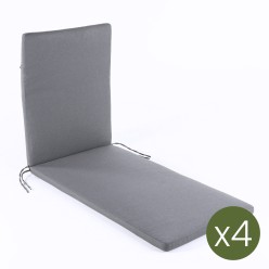 Pack 4 almofadas para espreguicadeira exterior Cinza olefina Nao perde a cor Removivel Tamanho 196x60x5 cm