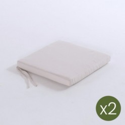 Pack 2 almofadas para cadeiras de jardim olefinas em cor natural Não perde a cor Removível Tamanho 44x44x5 cm