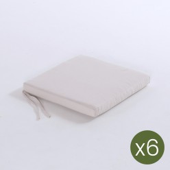 pack de 6 almofadas para cadeiras de jardim olefinas em cor natural Nao perde a cor Removivel Tamanho 44x44x5 cm