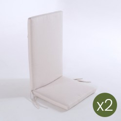 pack de 2 almofadas para cadeira reclinavel de olefina para jardim em cor natural Nao perde a cor Removivel Tamanho 114x48x5 cm