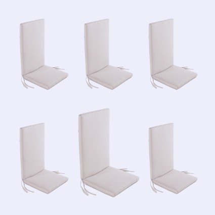 pack de 6 almofadas para cadeira reclinavel de olefina para jardim em cor natural Nao perde a cor Removivel Tamanho 114x48x5 cm