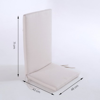 pack de 6 almofadas para cadeira reclinavel de olefina para jardim em cor natural Nao perde a cor Removivel Tamanho 114x48x5 cm