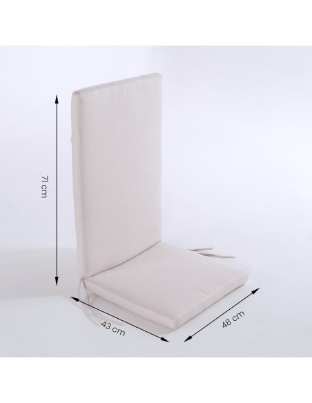 pack de 6 almofadas para cadeira reclinavel de olefina para jardim em cor natural Nao perde a cor Removivel Tamanho 114x48x5 cm