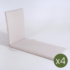 pack de 4 almofadas para espreguicadeira de exterior Olefina em cor natural Nao perde a cor Removivel Tamanho 196x60x5 cm