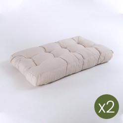 pack de 2 almofadas de assento para palete Lux Cream cor Repelente de agua Tamanho 80x120x16 cm