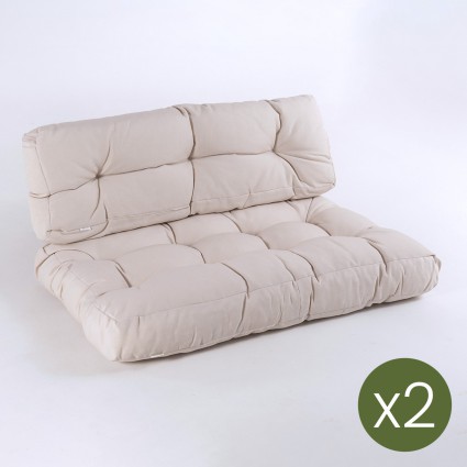 Coussins pour palettes assise et dossier Lux cream - Pack 2 unites
