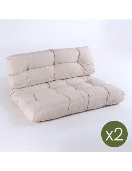 Cojines de palets asiento y respaldo  Lux crema - Pack 2 unidades