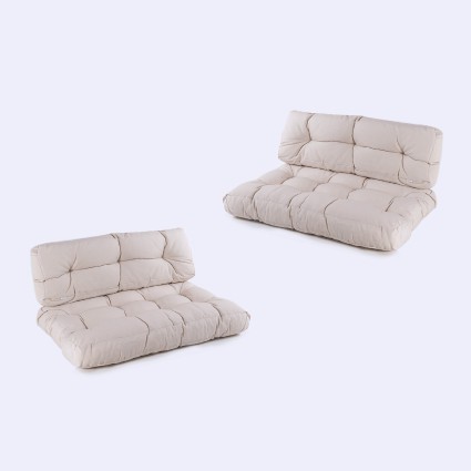 Coussins pour palettes assise et dossier Lux cream - Pack 2 unites