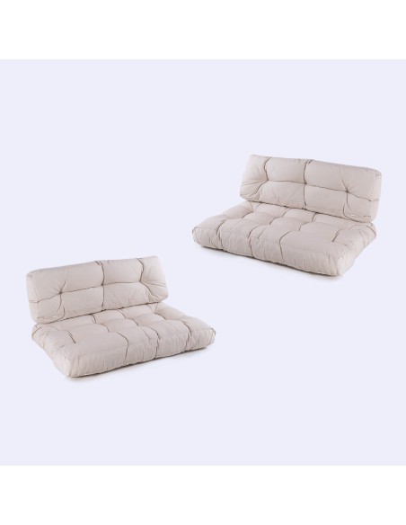 Cojines de palets asiento y respaldo  Lux crema - Pack 2 unidades