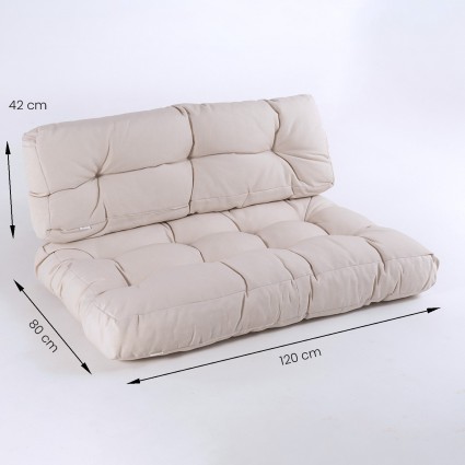 Coussins pour palettes assise et dossier Lux cream - Pack 2 unites