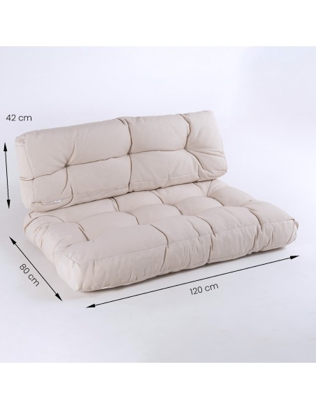 Cojines de palets asiento y respaldo  Lux crema - Pack 2 unidades