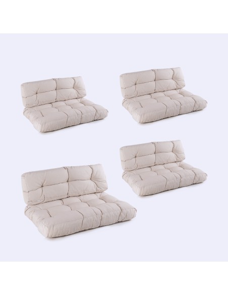 Cojines para palets asiento y respaldo  crema - Pack 4 unidades