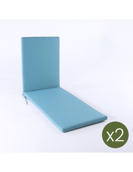 Almofadas para espreguicadeiras turquesa de 2 unidades Hidro-repelente e removivel Tamanho 196x60x5 cm