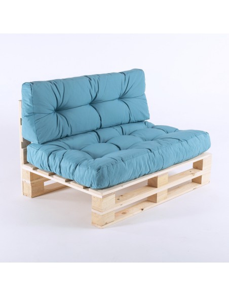 Almofadas turquesa para paletes Almofada de assento 80x120x16 cm y almofada traseira 42x120x16 cm a prova d'agua