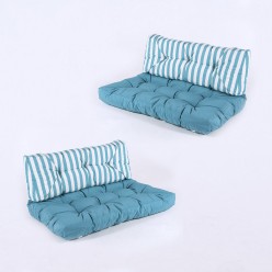Cojines para palets de asiento y respaldo rayas turquesa 2