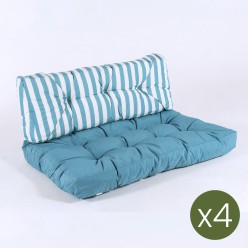 Cojines para palets asiento y respaldo rayas turquesa