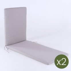 Pack com 2 almofadas de espreguiçadeira de cor pedra, repelente de água e removível, Tamanho 196x60x5 cm