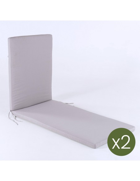 Pack com 2 almofadas de espreguicadeira de cor pedra repelente de agua e removivel Tamanho 196x60x5 cm Pack com 2 almofadas de espreguicadeira de cor pedra repelente de agua e removivel Tamanho 196x60x5 cm