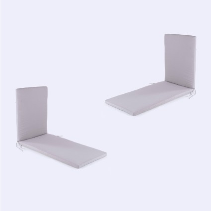 Pack com 2 almofadas de espreguicadeira de cor pedra repelente de agua e removivel Tamanho 196x60x5 cm
