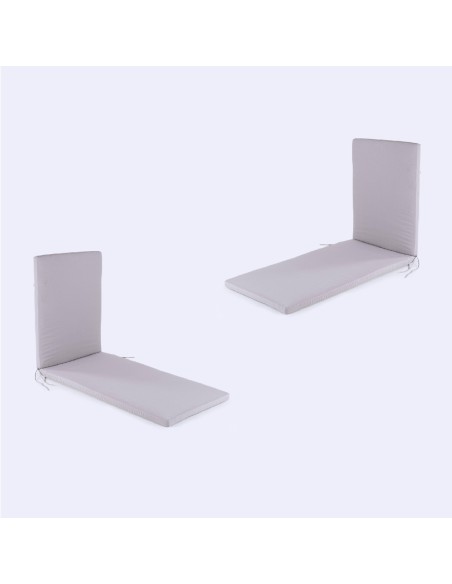 Pack com 2 almofadas de espreguicadeira de cor pedra repelente de agua e removivel Tamanho 196x60x5 cm Pack com 2 almofadas de espreguicadeira de cor pedra repelente de agua e removivel Tamanho 196x60x5 cm