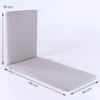 Pack com 2 almofadas de espreguicadeira de cor pedra repelente de agua e removivel Tamanho 196x60x5 cm