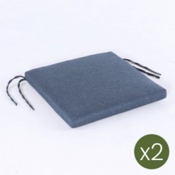 Pack de 2 almofadas de cadeira de jardim olefina azul, não perde a cor, removível, tamanho 44x44x5 cm