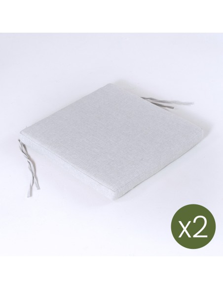 Pack 2 almofadas para cadeiras de jardim Olefina cor cinza claro removivel Tamanho 44x44x5 cm