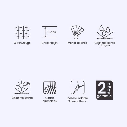 Cojin para exterior asiento olefin gris claro - Pack 6 unidades