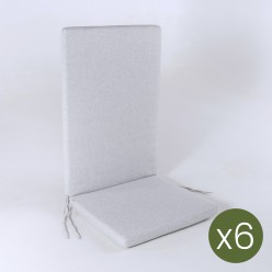 Pack de 6 almofadas para poltrona de jardim reclinavel Olefina cor cinza claro removivel tamanho 114x48x5 cm