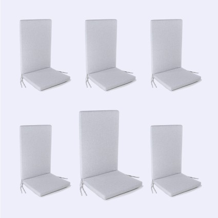 Pack de 6 almofadas para poltrona de jardim reclinavel Olefina cor cinza claro removivel tamanho 114x48x5 cm