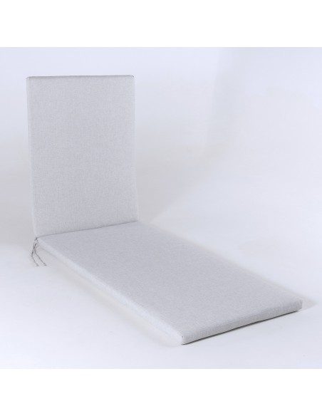 Almofada da espreguicadeira de olefina para exterior cor cinza claro removivel tamanho 196x60x5 cm