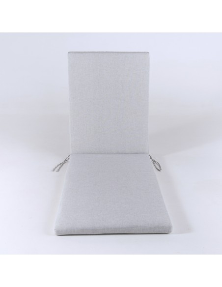 Almofada da espreguicadeira de olefina para exterior cor cinza claro removivel tamanho 196x60x5 cm