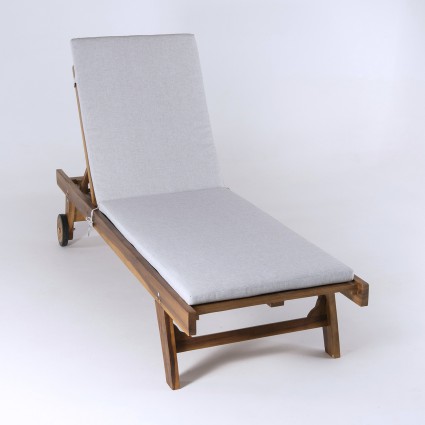 Almofada da espreguicadeira de olefina para exterior cor cinza claro removivel tamanho 196x60x5 cm