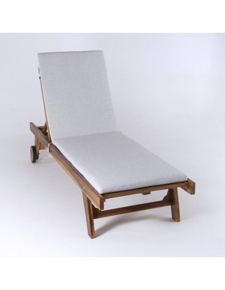 Almofada da espreguicadeira de olefina para exterior cor cinza claro removivel tamanho 196x60x5 cm