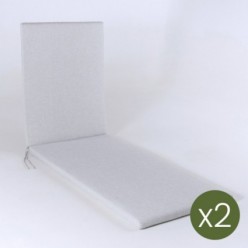 Pack de 2 almofadas para espreguiçadeira ao ar livre Olefina cor cinza claro, removível, Tamanho 196x60x5 cm