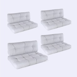 Pack de 4 almofadas para paletes cor cinza claro olefina almofada de assento 80x120x16 cm y almofada de encosto 42x120x16 cm 2