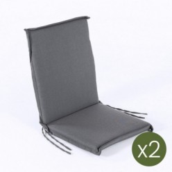 Pack de 2 almofadas para cadeira reclinável de jardim Olefina cor cinza, Não desbota, Removível, Tamanho 92x42x4 cm