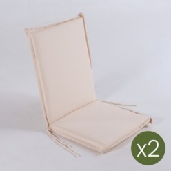 Pack de 2 almofadas para poltrona reclinável padrão bege de jardim, removível, tamanho 92x42x4 cm