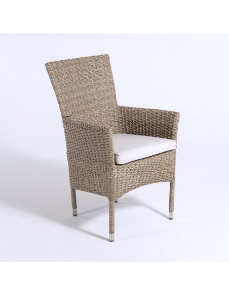 Pack 2 almofadas curvas para cadeiras de jardim Olefina em cor natural Nao perde a cor Removivel Dimensoes 45x47x5 cm