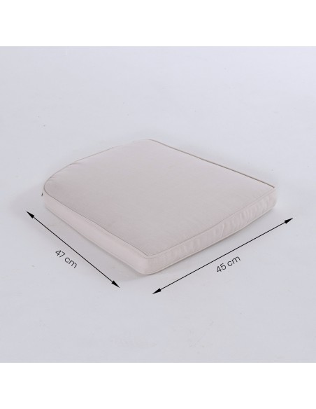 Pack 2 almofadas curvas para cadeiras de jardim Olefina em cor natural Nao perde a cor Removivel Dimensoes 45x47x5 cm