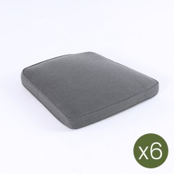 Coussin d'assise pour jardin Olefin gris courbe - Pack 6 unites