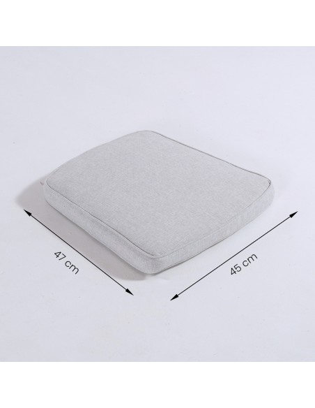 Almofada curva para cadeiras de jardim Olefina cor cinza claro Nao perde a cor Removivel Tamanho 45x47x5 cm