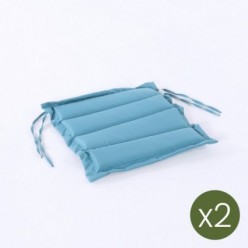Pack de 2 almofadas de cadeira de jardim turquesa, repelente de água, tamanho 37x37x5 cm
