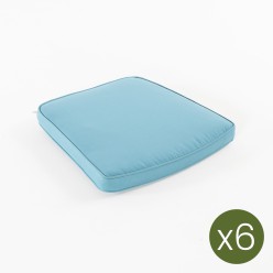 Pack de 6 almofadas curvas para cadeiras de jardim turquesa repelente de agua removivel tamanho 45x47x5 cm
