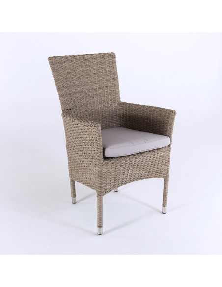 Almofada para cadeiras de jardim com formato curvo cor pedra repelente de agua removivel medidas 45x47x5 cm